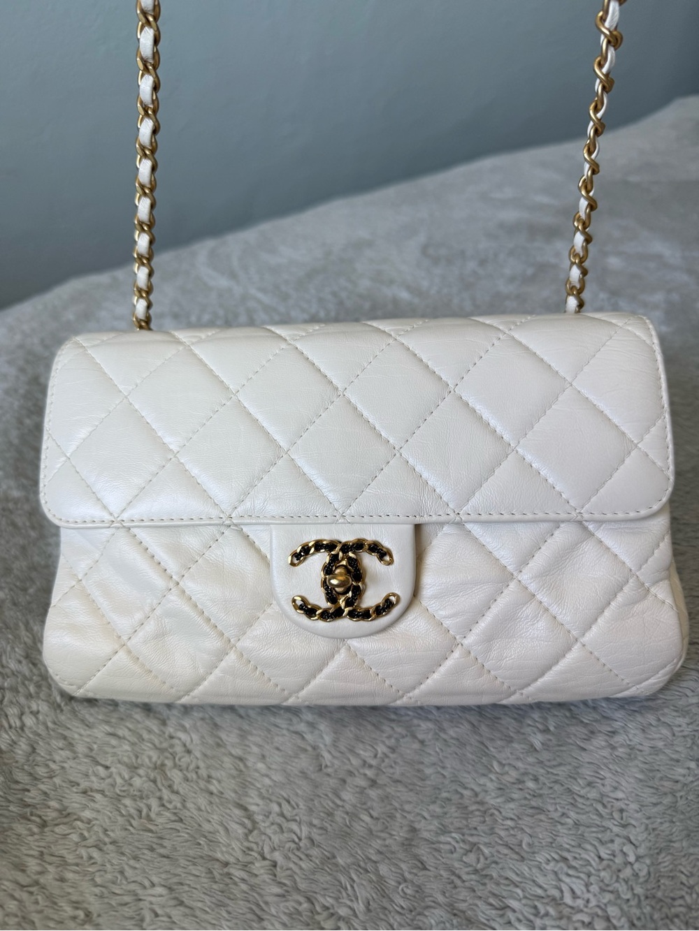 CHANEL Evening Star East/West Flap Bag w/Microchip
